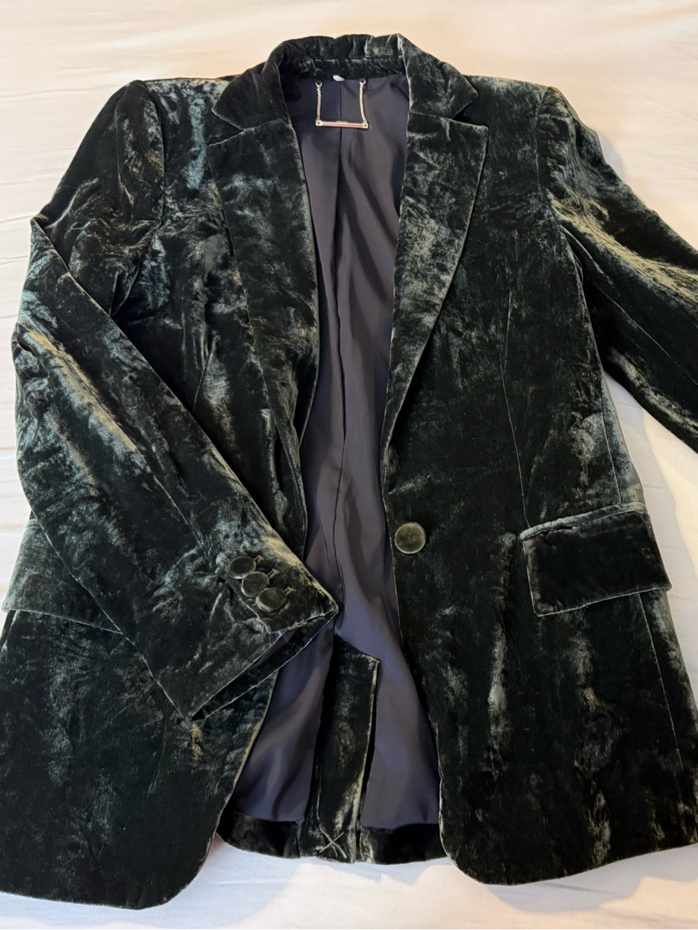 Dark Green FRAME Velvet Blazer Jacket